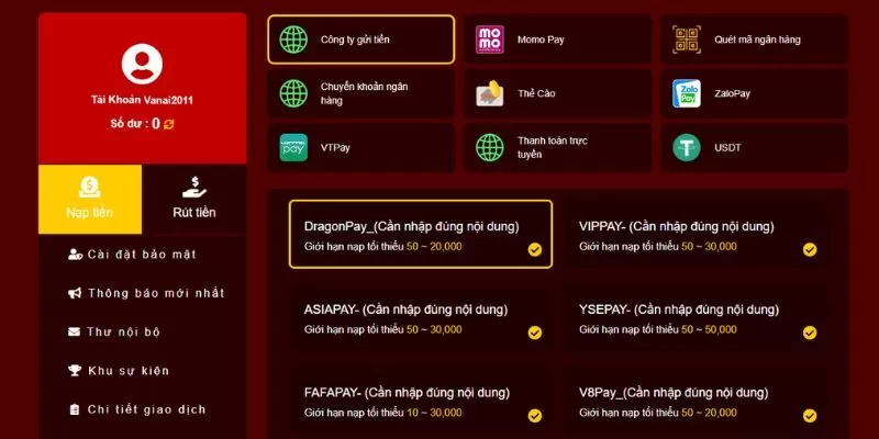 Nạp tiền cực nhanh chỉ với 3 ph&uacute;t tại 33win&nbsp;