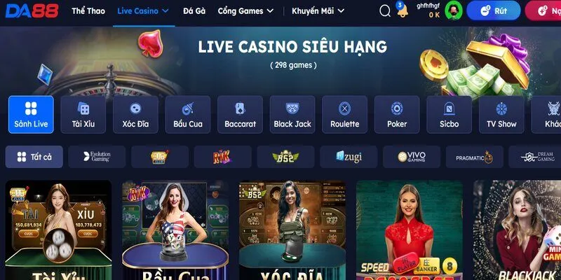 Sảnh casino với nhiều tựa game đặc sắc&nbsp;