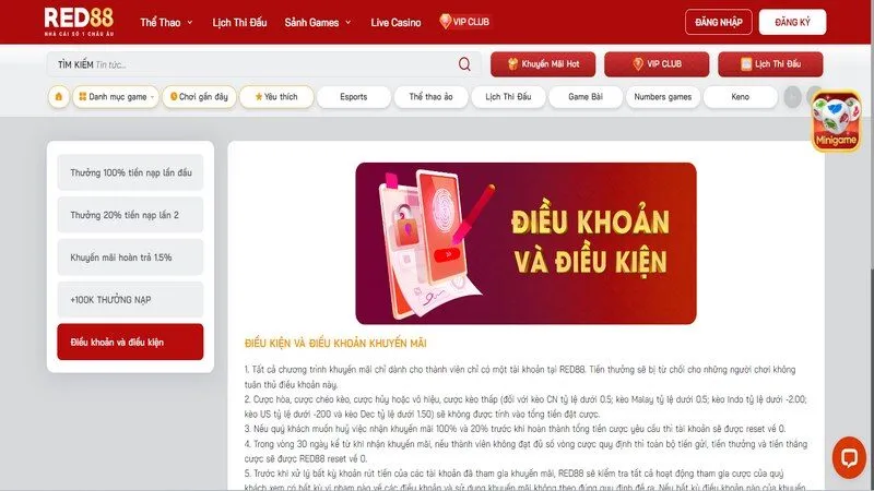Khuyến m&atilde;i red88 thưởng 100% lần nạp đầu ti&ecirc;n