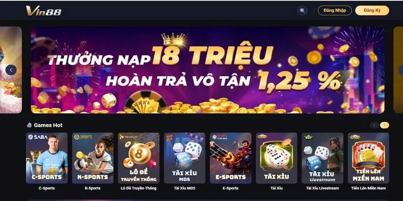Vin88 - Nh&agrave; c&aacute;i uy t&iacute;n mới ra mắt được ưa chuộng